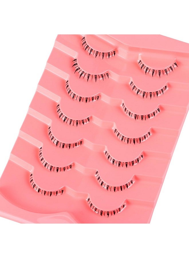 7 Pairs Bottom Lashes Clear Band Wispy Natural Look Lashes Japanese Manga Style Spiky Anime Lower Lashes Dramatic Diy Cosplay Bottom Eyelashes Reusable (A01)