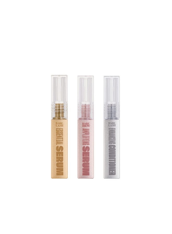 Triple Threat Mini Set, Includes Babe Lash Essential Serum & Enhancing Conditioner + Babe Brow Amplifying Serum, 1 Ml, 3 Pack