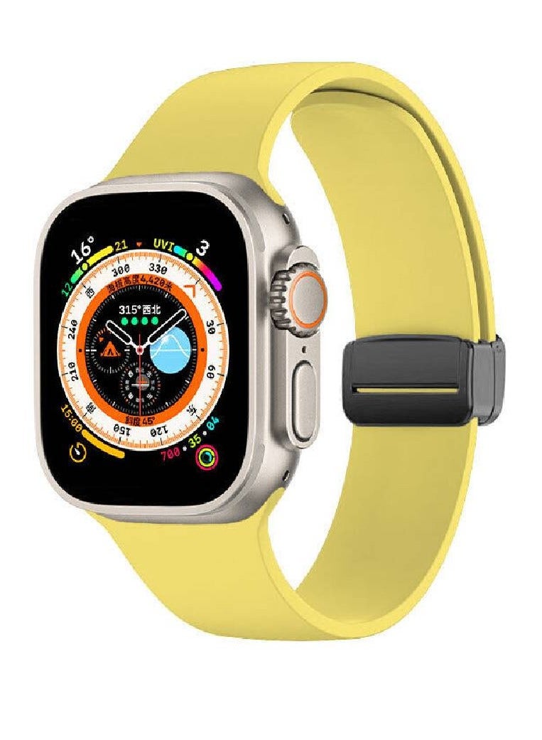 Pack Of 4 Replacement Sport Silicone Strap With Magnetic Folding Buckle For Apple Watch Ultra / Watch Ultra 2 49mm Black/Blue/Green/Yellow