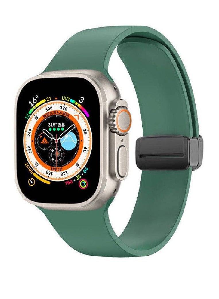 Pack Of 4 Replacement Sport Silicone Strap With Magnetic Folding Buckle For Apple Watch Ultra / Watch Ultra 2 49mm Black/Blue/Green/Yellow