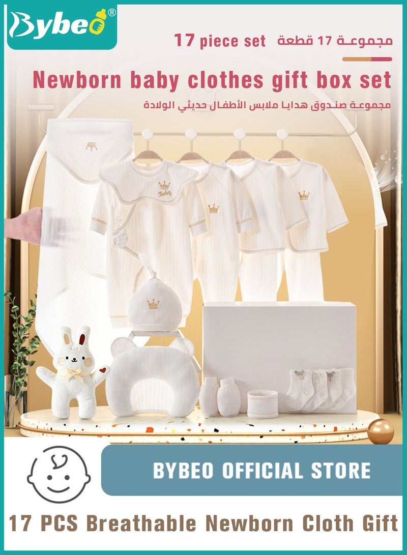 17 PCS Newborn Baby Gift Box Babies Clothes Set Infant Clothing Rompers Coat Socks Hat 100% Cotton for Boys & Girls