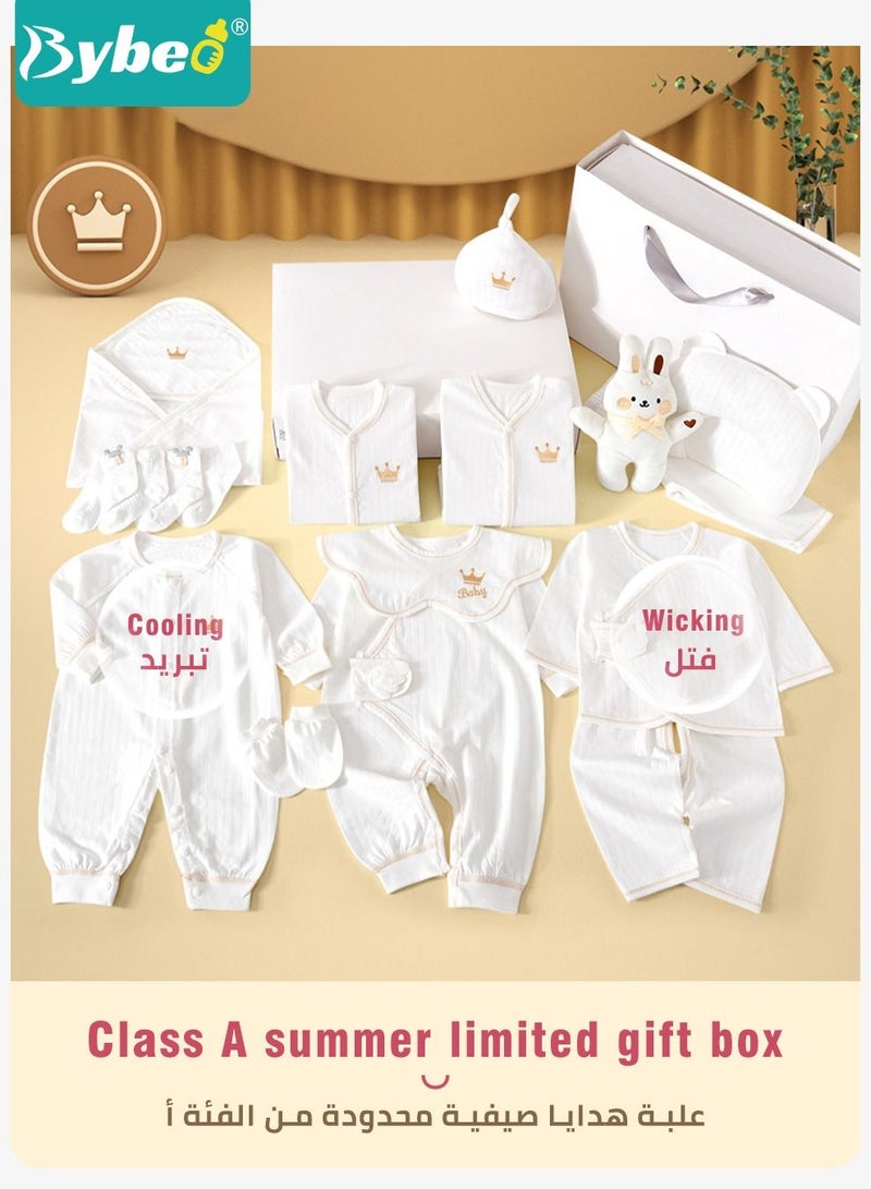 17 PCS Newborn Baby Gift Box Babies Clothes Set Infant Clothing Rompers Coat Socks Hat 100% Cotton for Boys & Girls