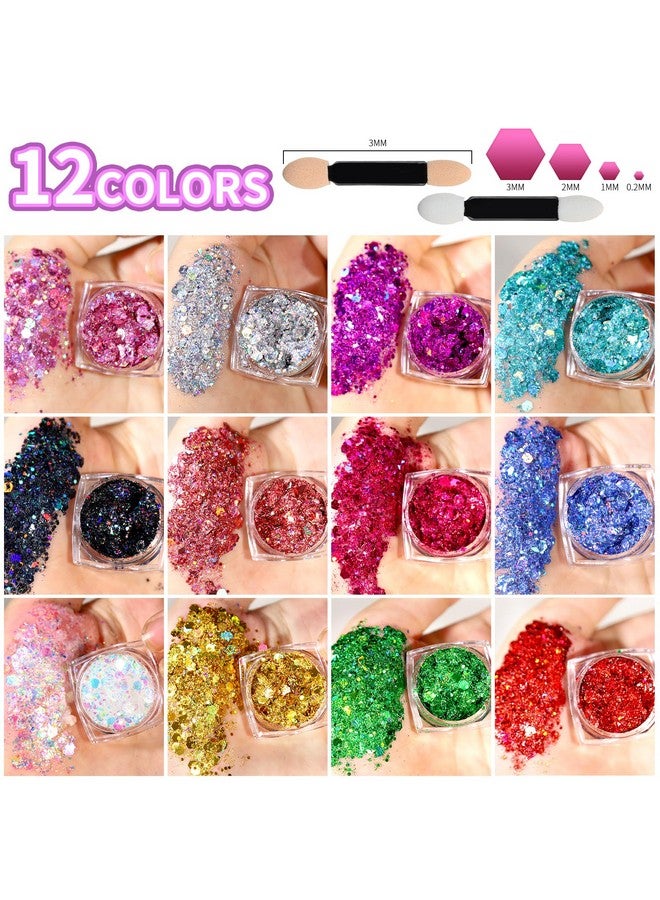 Body Glitter Face Glitter Makeup Festival Glitter Gel, 12 Colors Face And Body Glitter Gel, Hair Glitter Gel, Glitter Gel Makeup, Glitter For Face And Hair