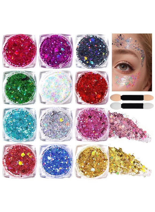 Body Glitter Face Glitter Makeup Festival Glitter Gel, 12 Colors Face And Body Glitter Gel, Hair Glitter Gel, Glitter Gel Makeup, Glitter For Face And Hair