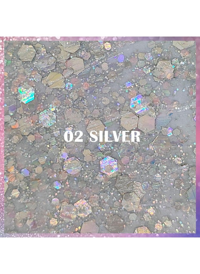 Silver Body Glitter Stick, Mermaid Face Glitter Makeup Holographic Sequins, Hair Glitters Eyeshadow Body Shimmer For Rave Accessories,Glitter Face Paint For Women Rave Festival