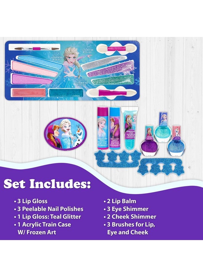 Disney Frozen Train Case Girls Beauty Set, Kids Makeup Kit For Girls, Real Washable Toy Makeup Set, Frozen Gift, Play Makeup, Pretend Play, Party Favor, Birthday, Toys Ages 3 4 5 6 7 8 9 10 11 12