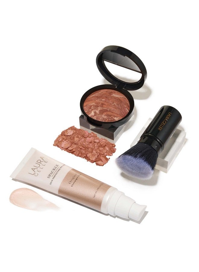 Readynradiant Kit (3 Pc) Baked Bronzenbrighten, Deep + Spackle Supersize Skin Perfecting Primer, Champagne Glow + Retractable Angled Kabuki Brush