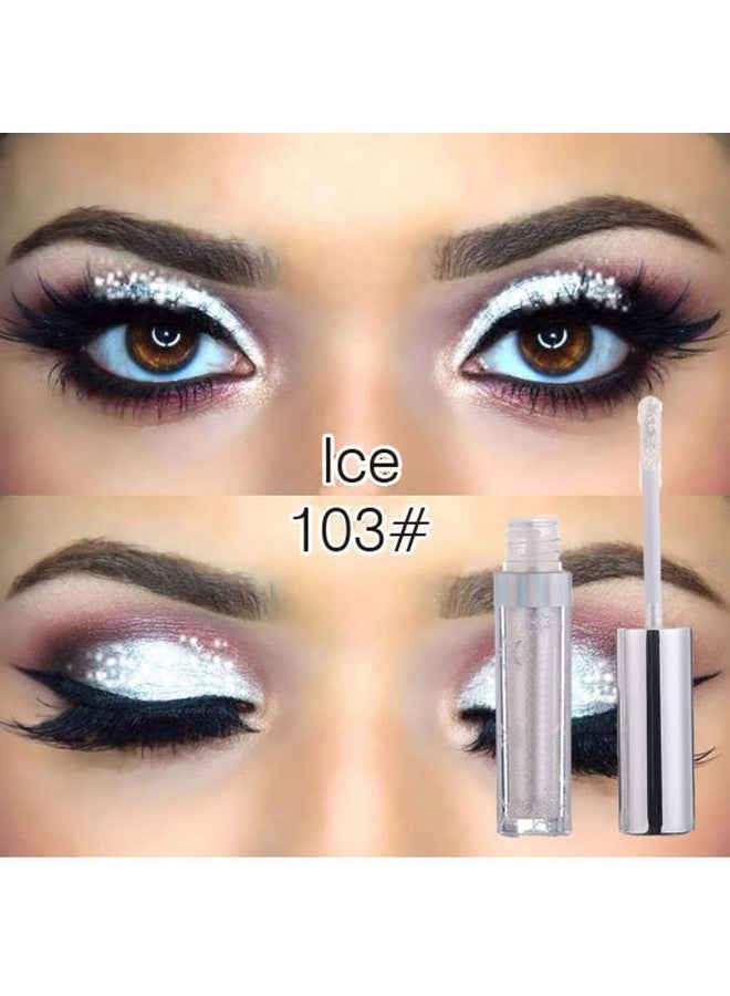 Glitter Liquid Eyeshadow Metallic Pigments Shimmer Makeup Metals Gloss For Eyes Eyeliners Sparkling Eye Shadow Shiny Pen Eyeliner Kit Long Lasting Waterproof (Silver)