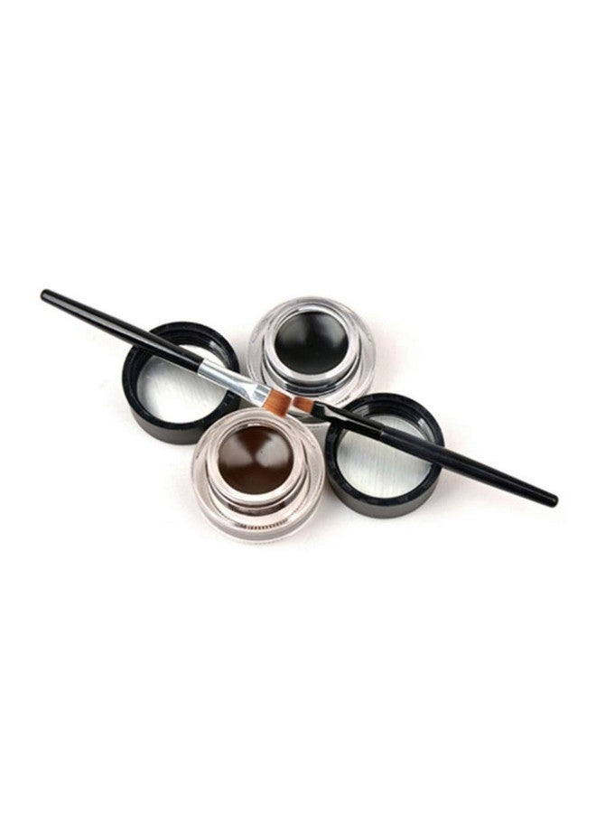 Gel Eyeliner, Black And Brown Eyeliner Waterproof Long Lasting Smudge Proof Gel Liner With 2 Brushes, Easy To Apply Eye Makeup 3 G, Pack Of 2