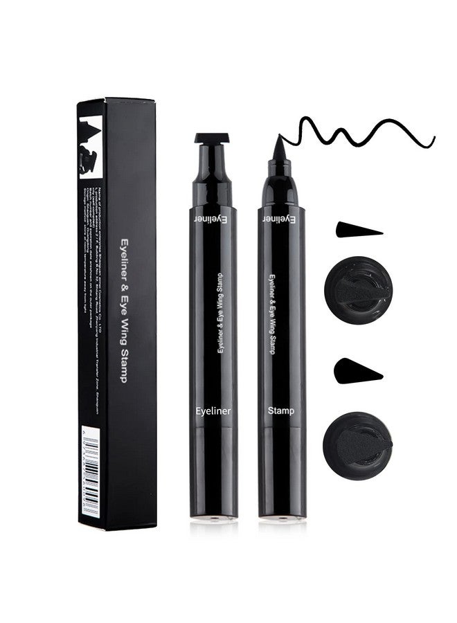 2Pcs 2 In 1 Eyeliner Stamp Winged Beauty Wing Cat Eye Stamp Waterproof Liquid Eyeliner Pencil Long Lasting And Smudgeproof Eyeliner Stamp Pencil Easy To Use Left And Right Wings Stamp