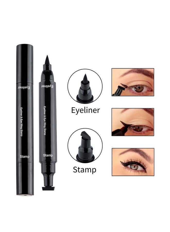 2Pcs 2 In 1 Eyeliner Stamp Winged Beauty Wing Cat Eye Stamp Waterproof Liquid Eyeliner Pencil Long Lasting And Smudgeproof Eyeliner Stamp Pencil Easy To Use Left And Right Wings Stamp