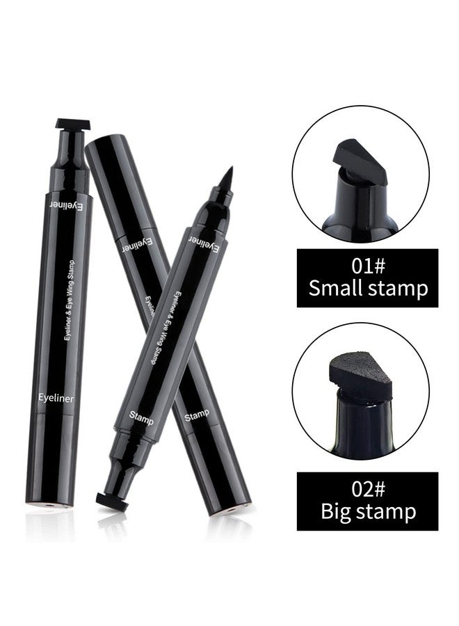 2Pcs 2 In 1 Eyeliner Stamp Winged Beauty Wing Cat Eye Stamp Waterproof Liquid Eyeliner Pencil Long Lasting And Smudgeproof Eyeliner Stamp Pencil Easy To Use Left And Right Wings Stamp