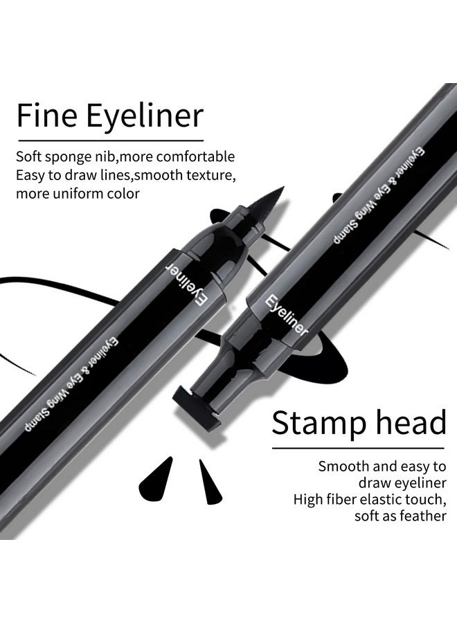 2Pcs 2 In 1 Eyeliner Stamp Winged Beauty Wing Cat Eye Stamp Waterproof Liquid Eyeliner Pencil Long Lasting And Smudgeproof Eyeliner Stamp Pencil Easy To Use Left And Right Wings Stamp