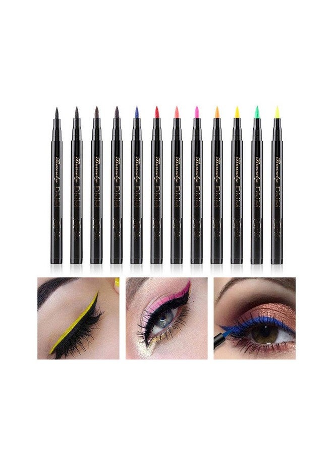 Cat Eye Makeup Waterproof Neon Colorful Liquid Eyeliner Pen Make Up Comestics Longlasting Black Eye Liner Pencil Makeup Tools (Green)