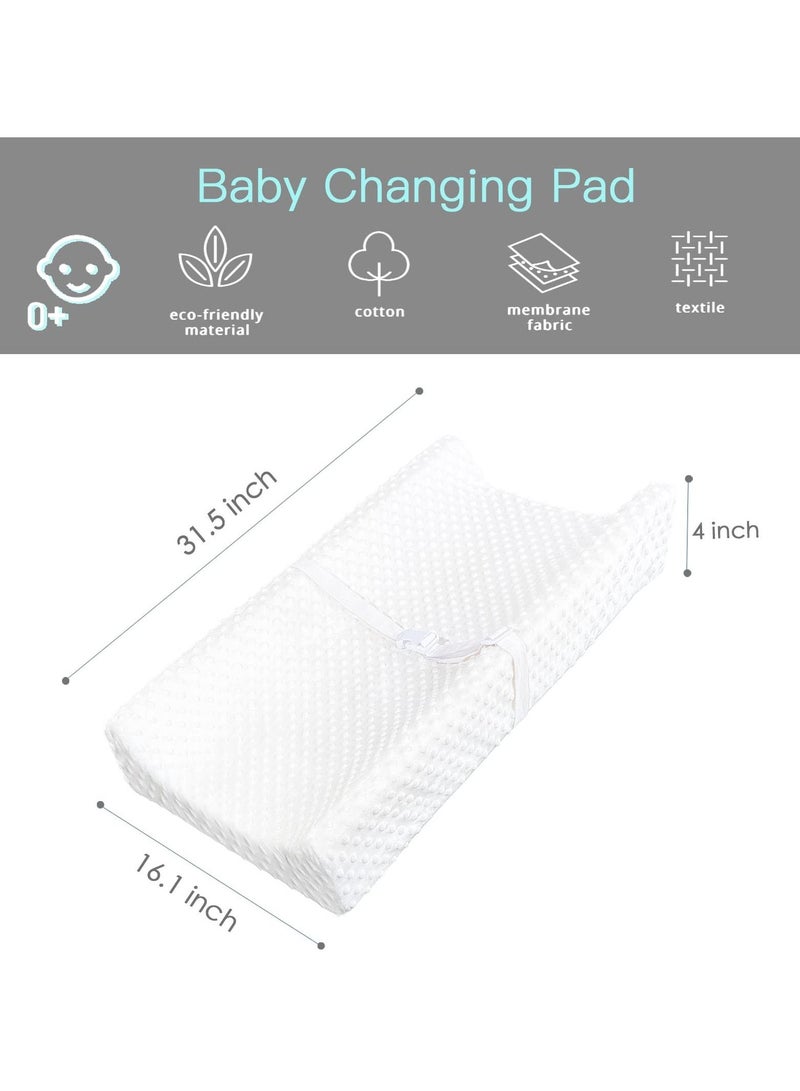 Changing Pad with Ultra Soft Plush Cover Waterproof Contoured Diaper Changing Pad for Dresser Top Baby Changing Table Pads Cover Waterproof Hypoallergenic Washable