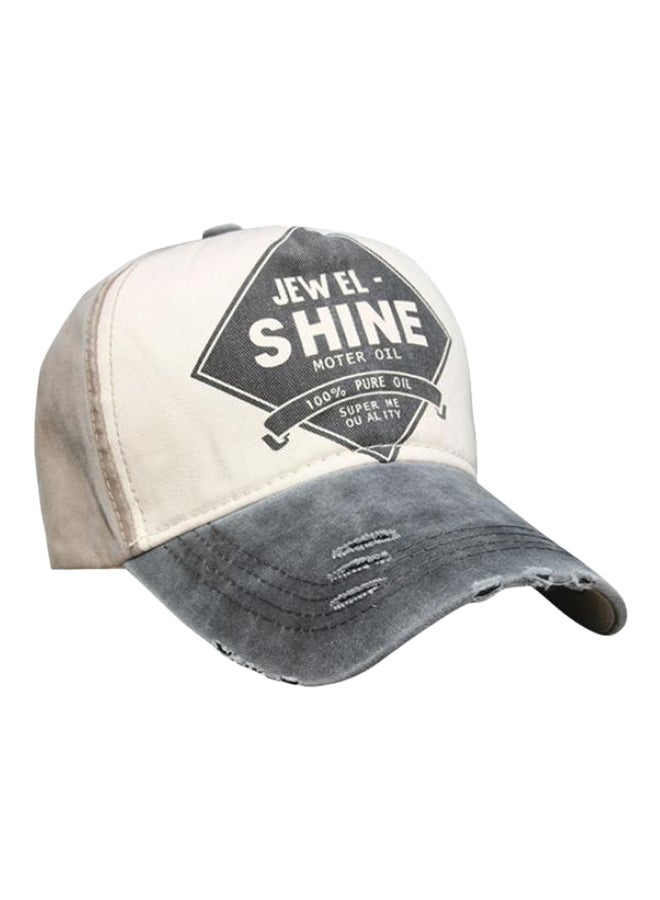 English Letter Print Snapback Baseball Cap Beige/ Grey