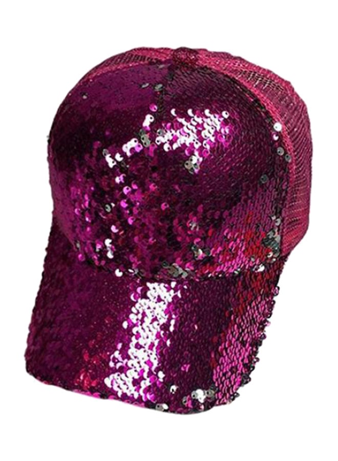 Sequin Peaked Cap Hot Pink