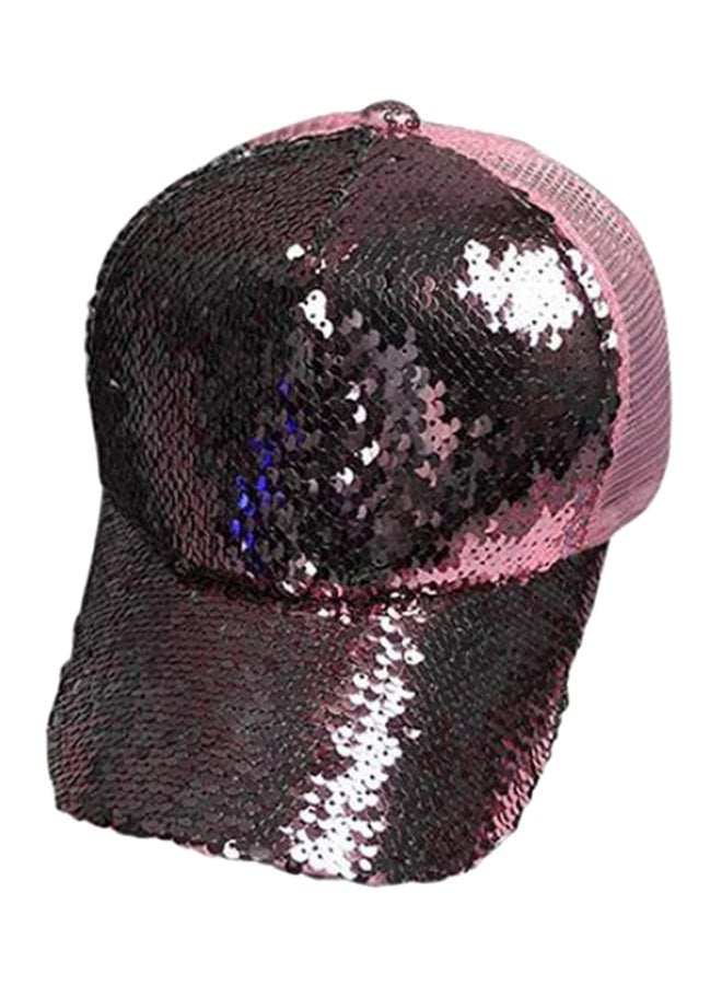 Sequin Peaked Cap Pink