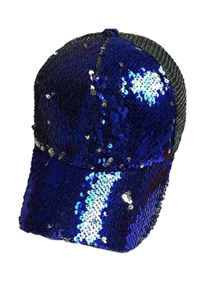 Sequin Peaked Cap Blue