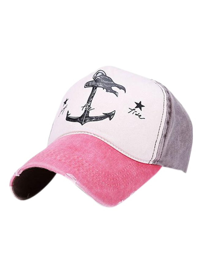 Anchor Printed Snapback Baseball Cap Red
