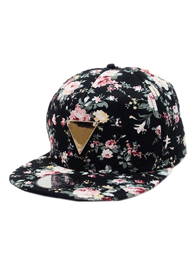 Floral Printed Cap Black
