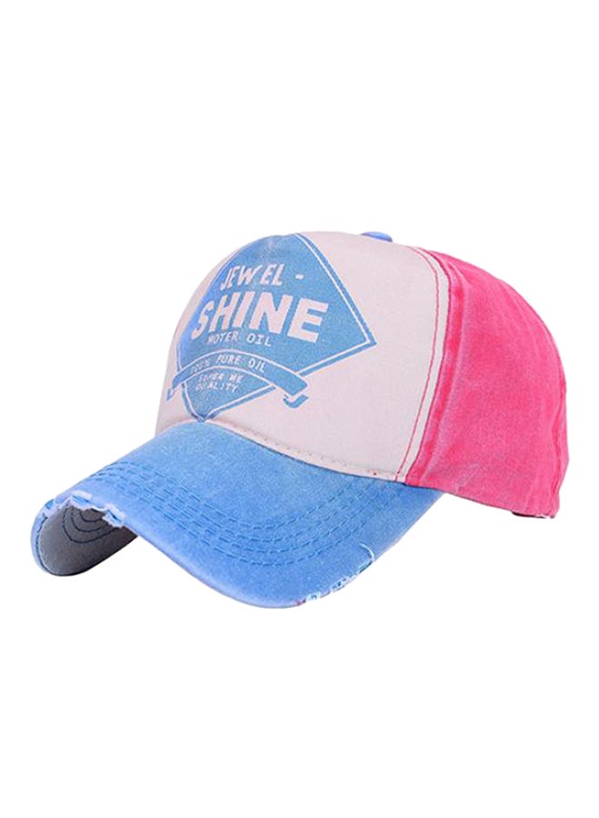 English Letter Print Snapback Baseball Cap Sky Blue/Watermelon Red
