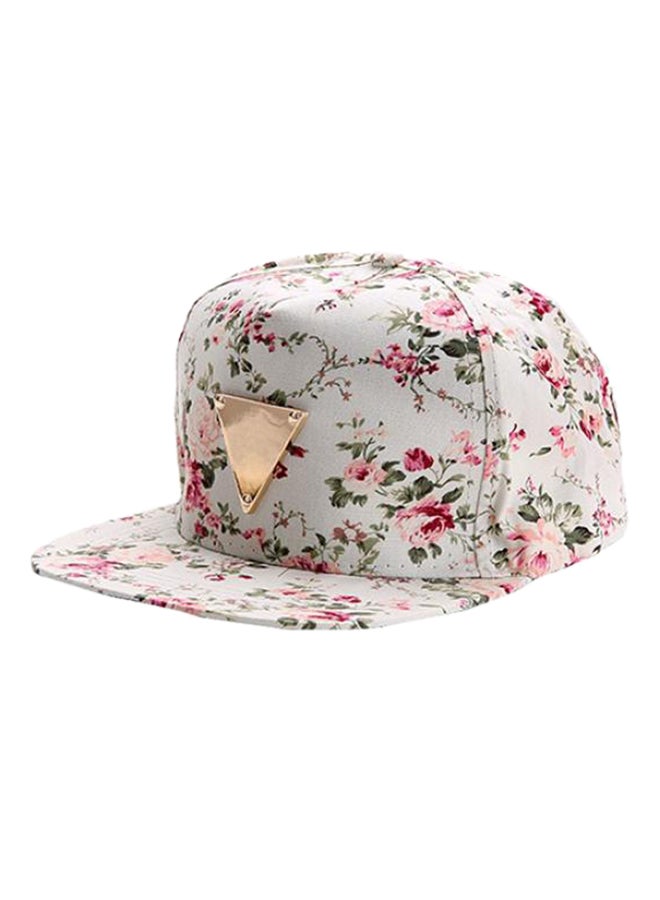 Floral Printed Cap Beige/Pink/Green