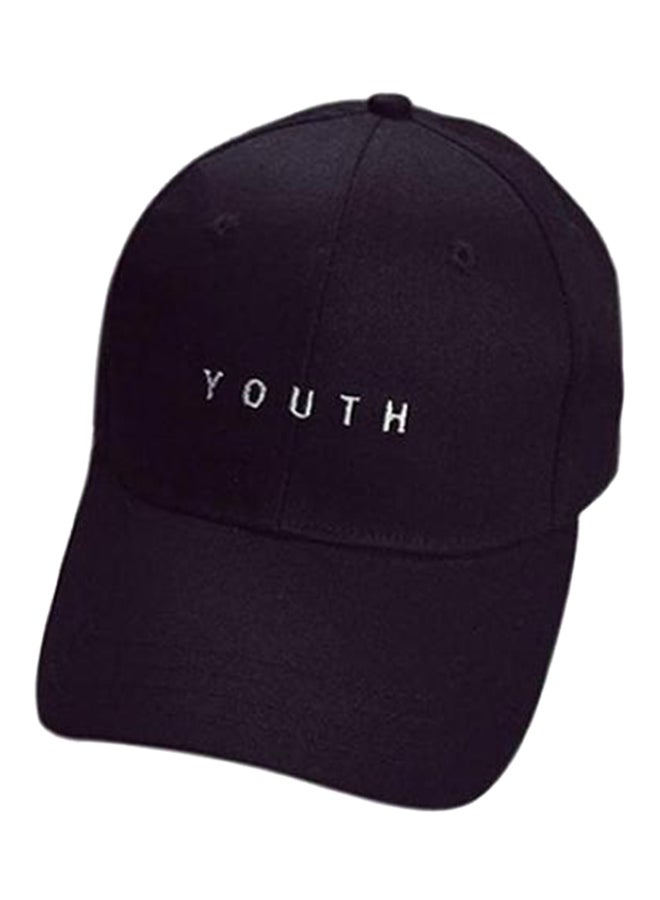 Letter Embroidered Snapback Baseball Cap Black