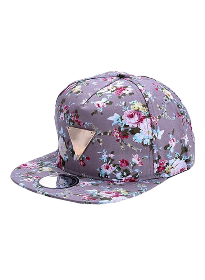 Floral Printed Cap Grey