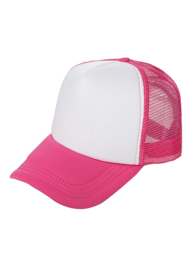 Adjustable Trucker Baseball Cap Rose Red/White