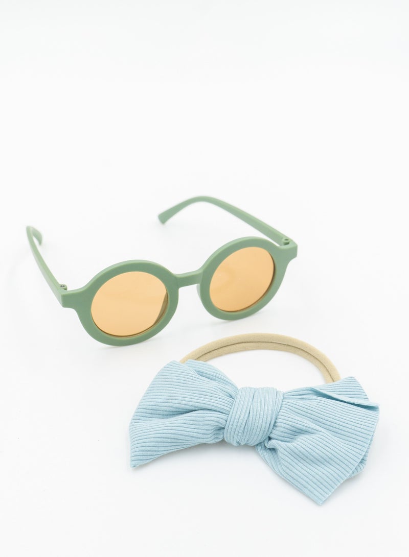 Glasses and Headband Set For Babies and Girls Blue and Green Colour