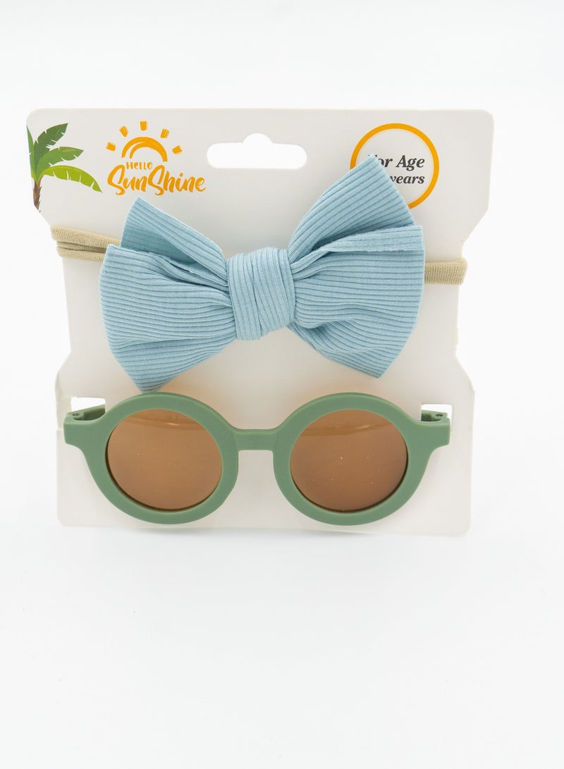 Glasses and Headband Set For Babies and Girls Blue and Green Colour