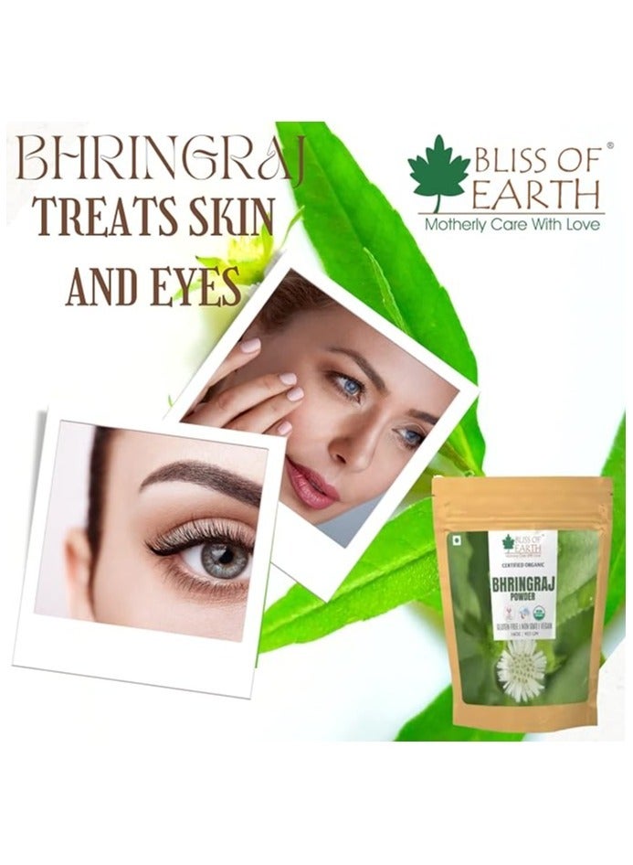 Bliss of Earth™ 100% Pure Natural Bhringraj Powder | 453GM | Great For Hair Pack of 5