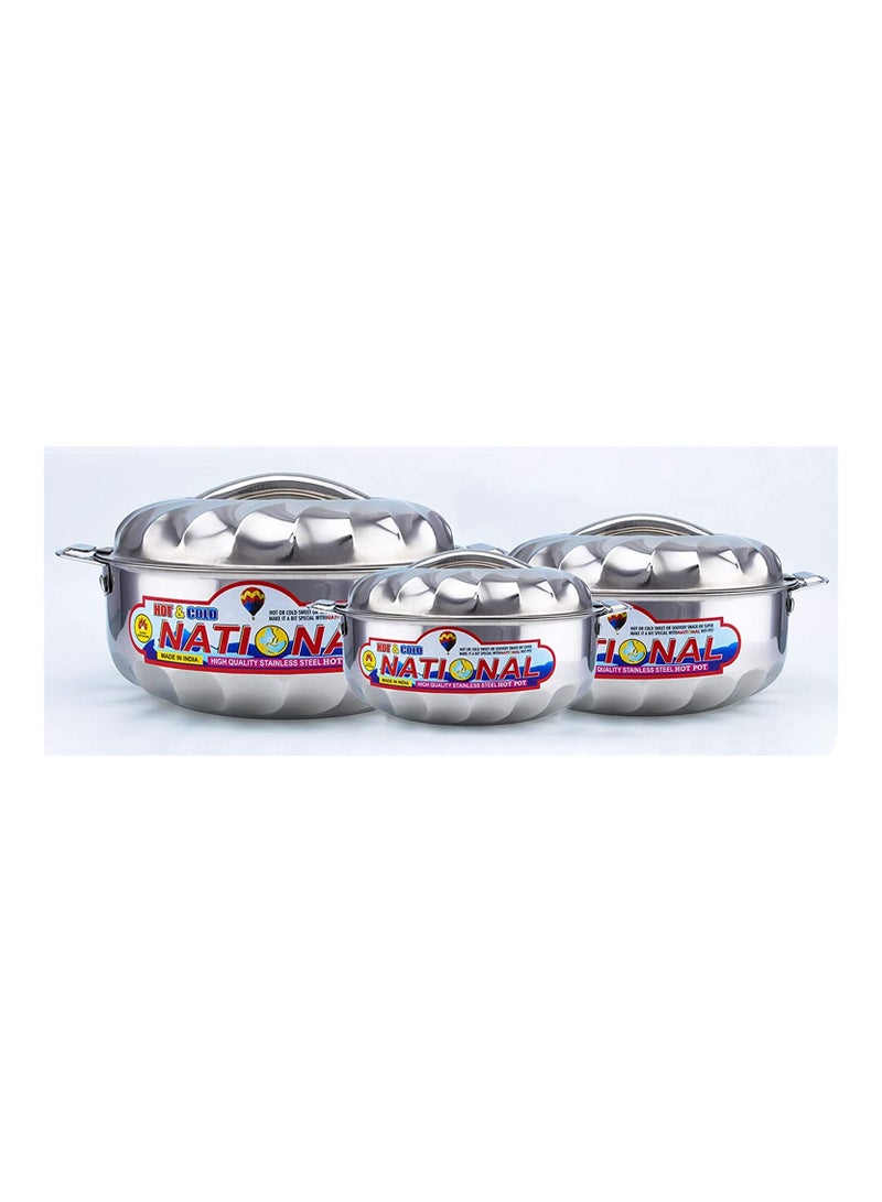 3-Piece Stainless Steel Hot Pot With Lid Set Silver