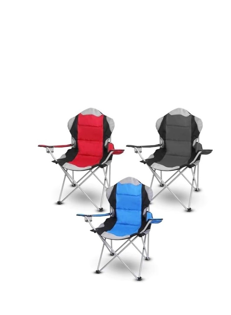 VIO® Large Outdoor Chair Padded High Back Durable Foldable Beach Chair with Bag Cup Holder for Outdoor Pool Picnic Camping Travel Fishing Lawn Supports Up to 140 KG 300 LBS