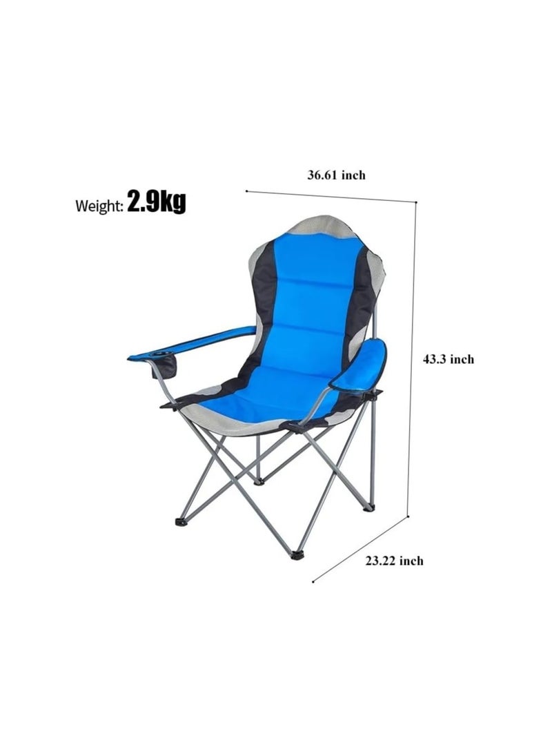 VIO® Large Outdoor Chair Padded High Back Durable Foldable Beach Chair with Bag Cup Holder for Outdoor Pool Picnic Camping Travel Fishing Lawn Supports Up to 140 KG 300 LBS