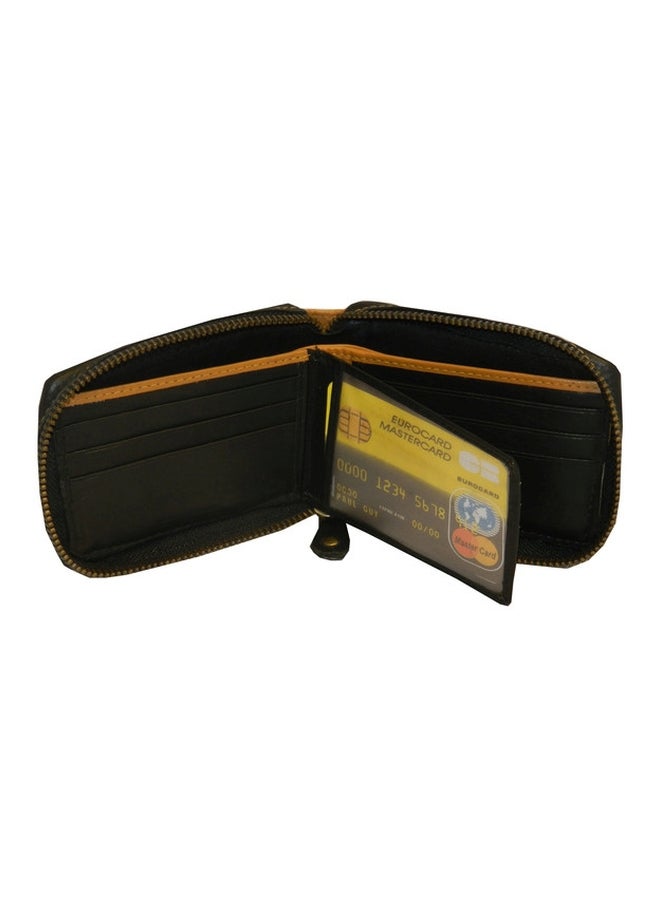 Genuine Designer Wallet With All Leather Zipper For More Secure Black