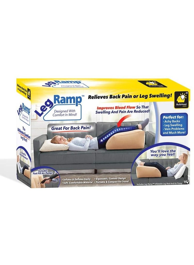 Must-Have Elevating Rest Relieves Leg, Hip and Knee Pain, Improves Circulation, Reduces Swelling-Inflatable Bed Wedge Pillow, Beige