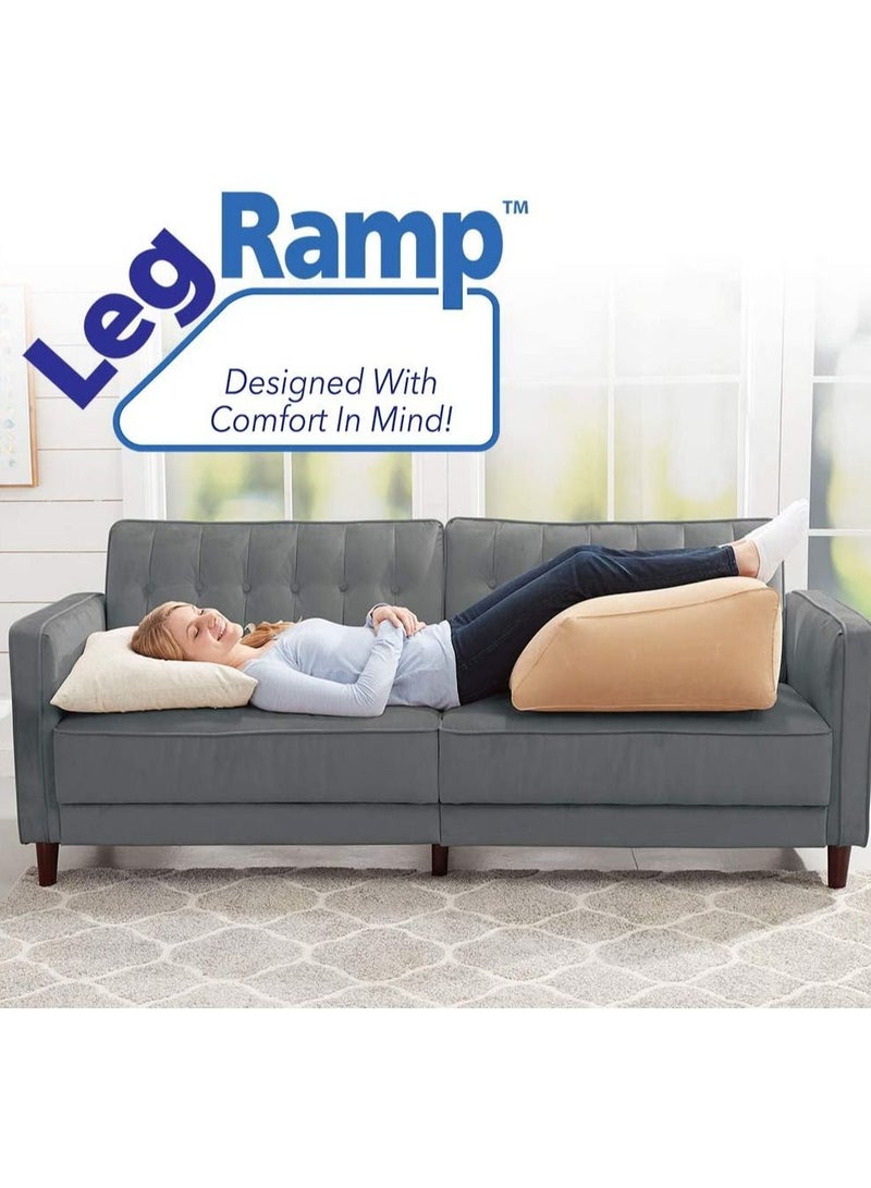 Must-Have Elevating Rest Relieves Leg, Hip and Knee Pain, Improves Circulation, Reduces Swelling-Inflatable Bed Wedge Pillow, Beige