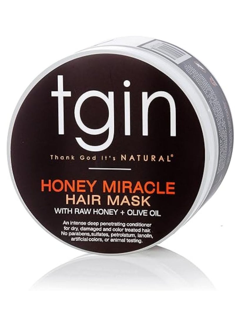 Honey Miracle Hair Mask Deep Conditioner with Raw Olive Oil For Natural Dry Curly Hair 12 oz