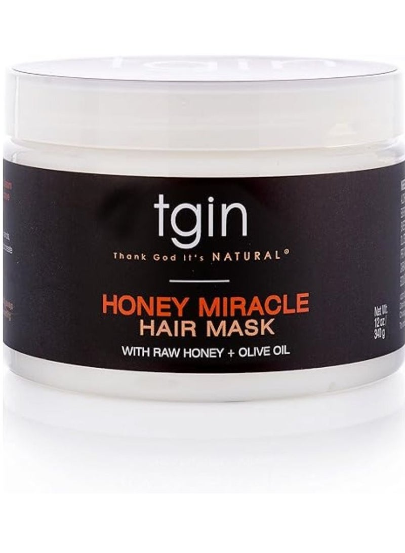 Honey Miracle Hair Mask Deep Conditioner with Raw Olive Oil For Natural Dry Curly Hair 12 oz