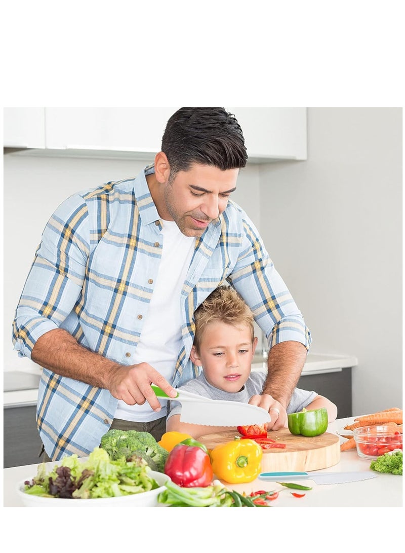 Wooden Kids Kitchen Knife, 17 Pieces Kids Knife Montessori Toy Set, Include Wood Kids Safe Knife, Serrated Edges Plastic Toddler Knife, Crinkle Cutter, Sandwich Cutter, Y Peeler, Cutting Board