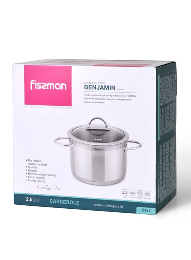 Benjamin Stainless Steel Casserole With Lid Silver 24х14cm