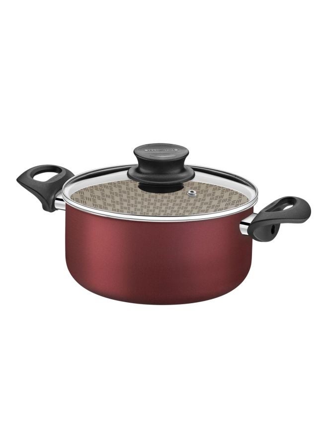 Paris Non-Stick Casserole With Lid Red/Black/Clear 8Liters
