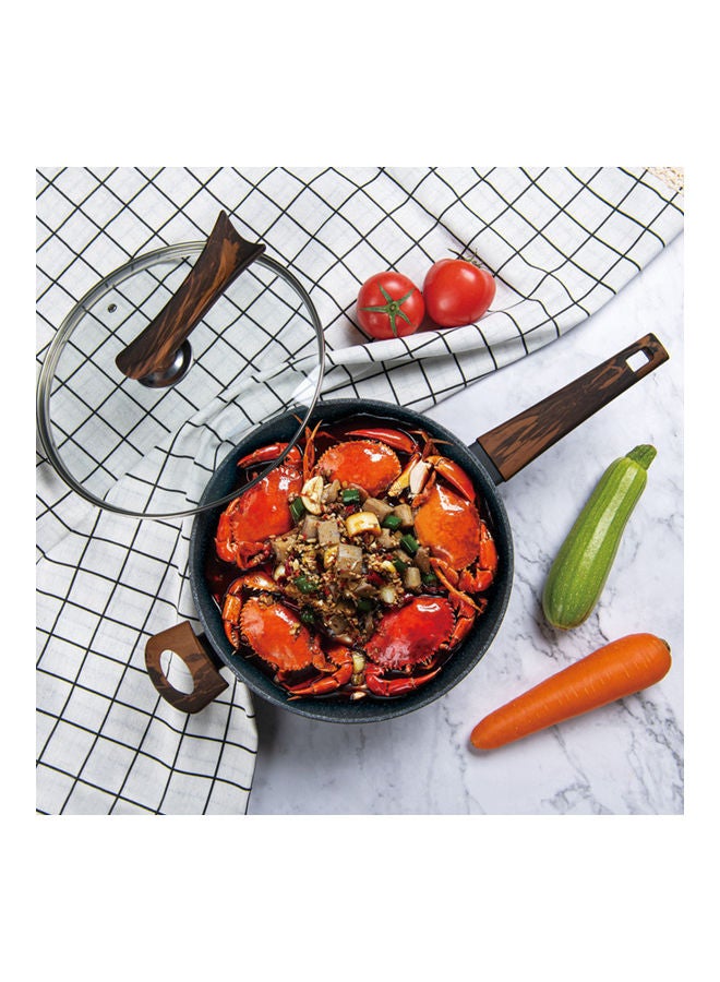 Capella Series Aluminum With Non-Stick Coating Capella Wok Pan With Glass Lid And Double Screw Handle Black/Brown 28x8.5cm/3.5Liters