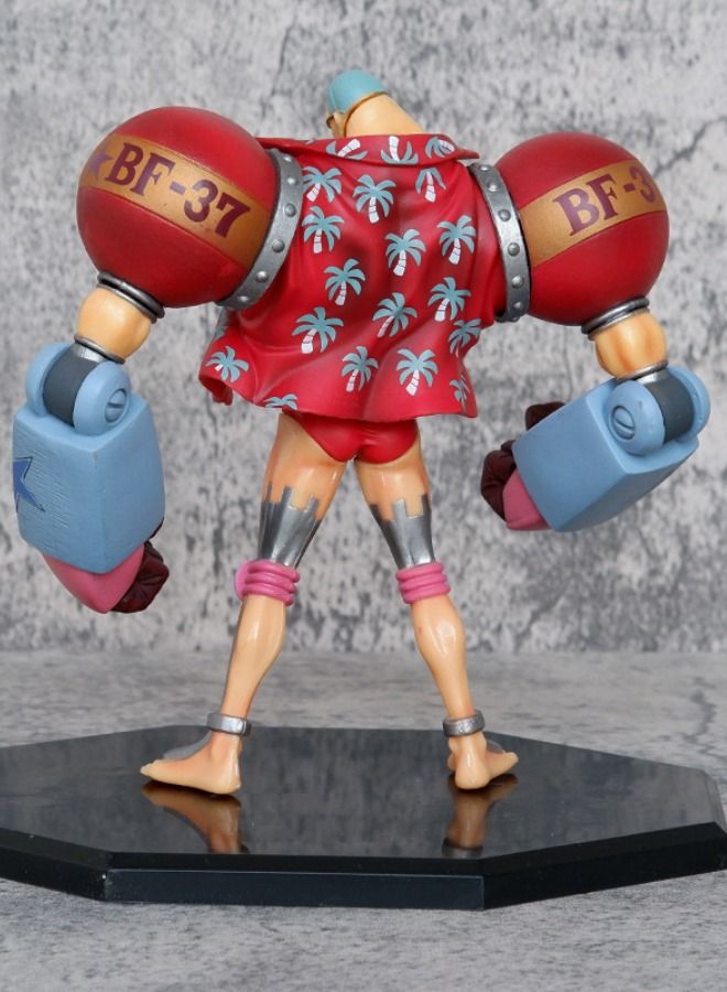 Anime One Piece Franky Action Figure with Base, Interchangeable Head Franky Model, Anime Figure Scene Statue, Anime Realistic Model Ornament, Super Collectible Model Statue Anime Figure Toy 19*17.5cm