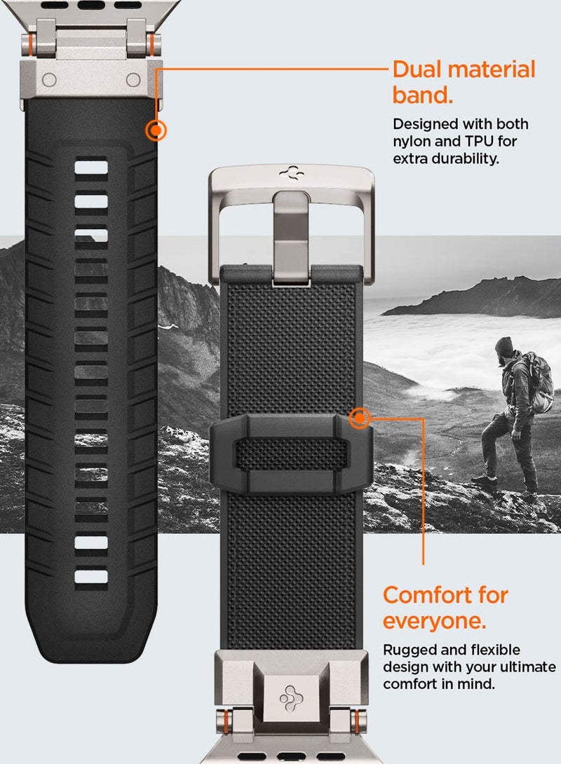 DuraPro Armor Band for Apple Watch Ultra 2 / Ultra 49mm, Series 9/8/SE2/7/6/SE/5/4/3/2/1 45mm/44mm/42mm Durable Metal Connector Band - Black