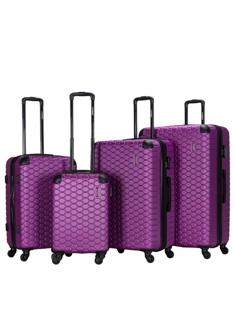 4 Pack Of Hardside Spinner Number Locked Luggage Trolley