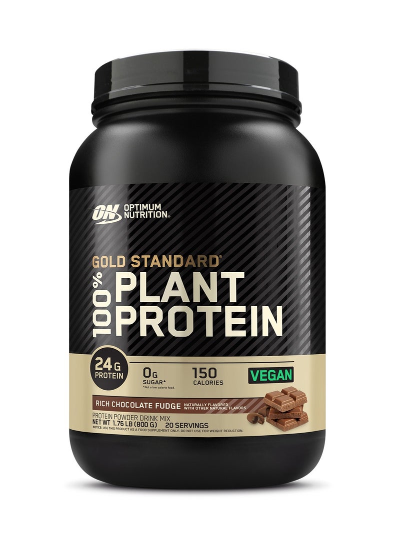 Gold Standard 100% Plant Based Protein Powder, Gluten Free, Vegan Protein for Muscle Support and Recovery with Amino Acids - Rich Chocolate Fudge, 800 G , 20 Servings