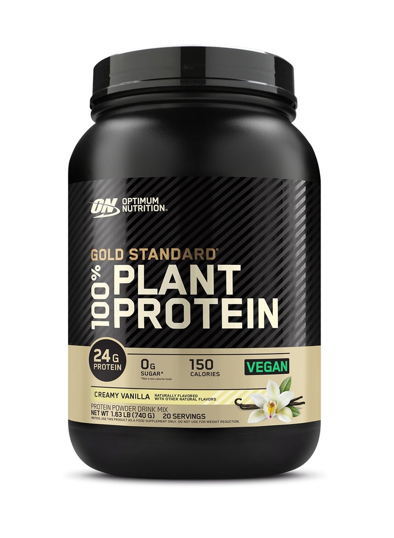 Gold Standard 100% Plant Based Protein Powder, Gluten Free, Vegan Protein for Muscle Support and Recovery with Amino Acids - Creamy Vanilla, 740 G , 20 Servings